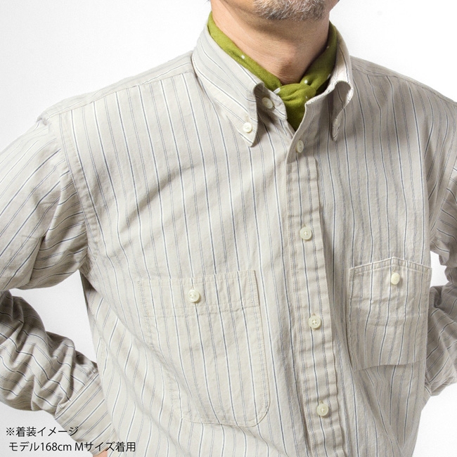 メンズカジュアルシャツ 綿100 ボタンダウン グレー系ストライプ Dakz74 73 軽井沢シャツオンラインショップ